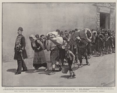 La crisis en Constantinopla, refugiados armenios dejando la Corte Consular Suprema de Henry Marriott Paget